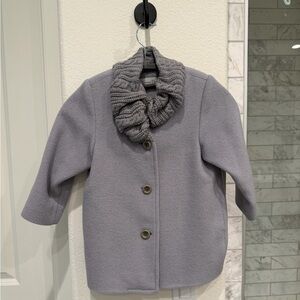 Dior Kids Gray Pea Coat with Knitted Collar
